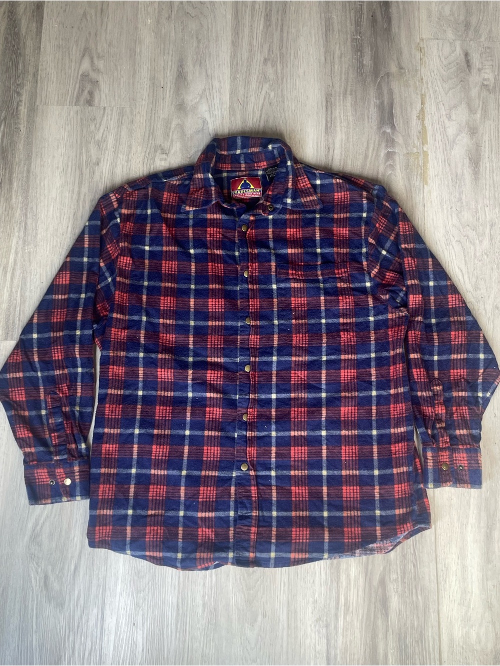 Vintage Red and Navy Plaid Button-Down Shirt
